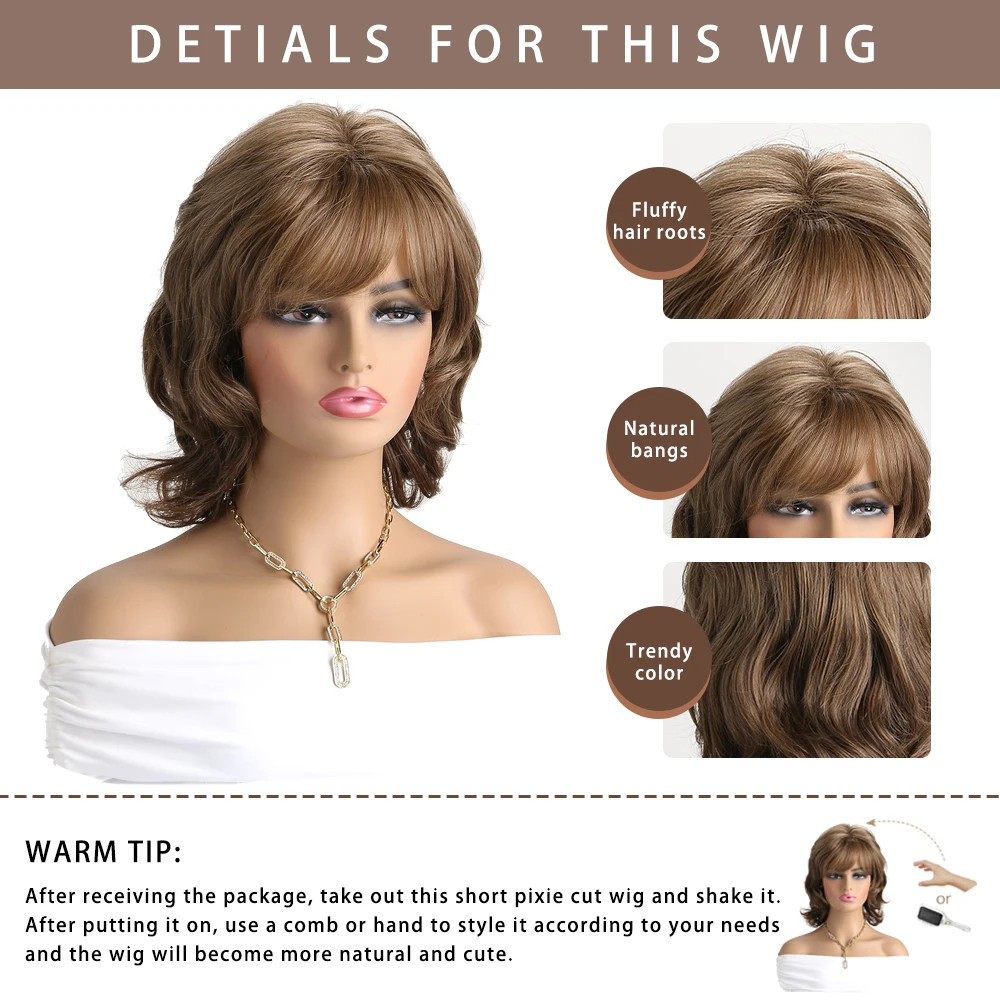 Wavy Layered 12 In Mid Length Women Natural Daily Shag Caples Synthetic Hair Wig