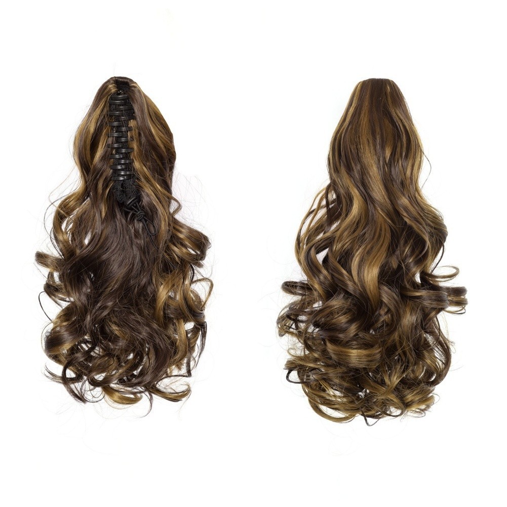 Handwoven Curly Clip Ponytail Extension High Temperature Wire Hair 30cm
