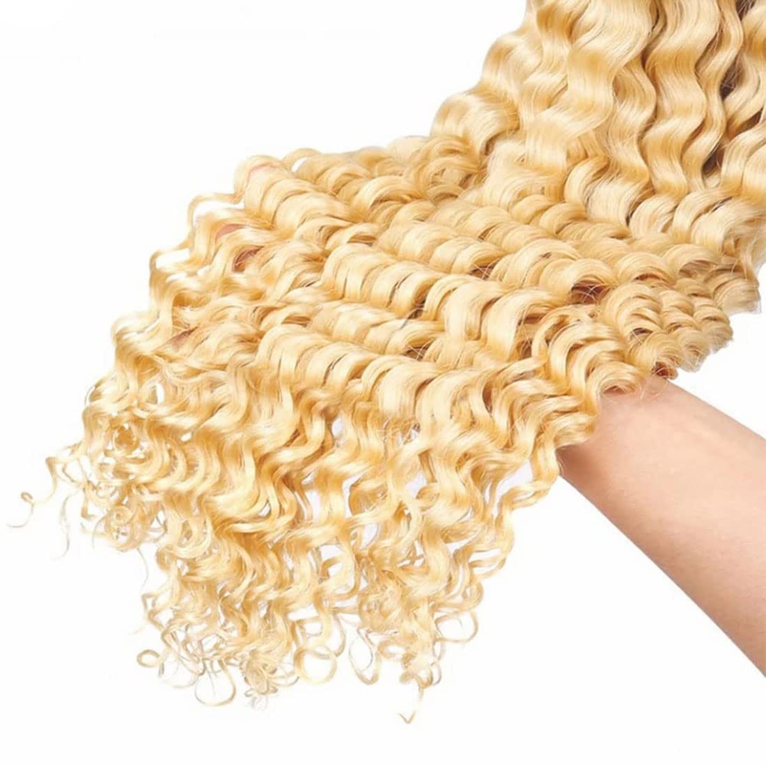 613 Blonde Bundles Human Hair 18 20 22 Inch Curly Wave Blonde 613 Human Hair Bun