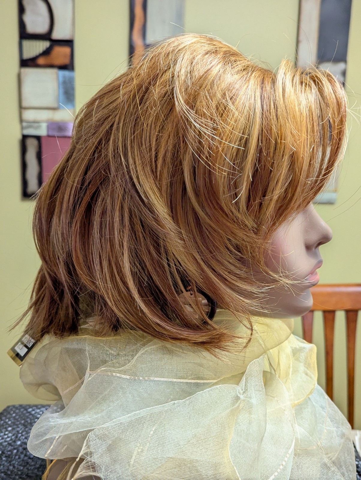 3/4 Synthetic Layer Straight Wig Color Red Copper Blonde 27C/29 Fringe Face Cut