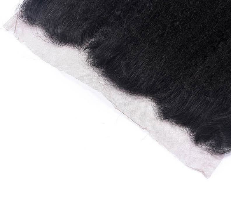10A Grade 3/4 Kinky Straight Natural Hair Bundles With 13×4 Frontal