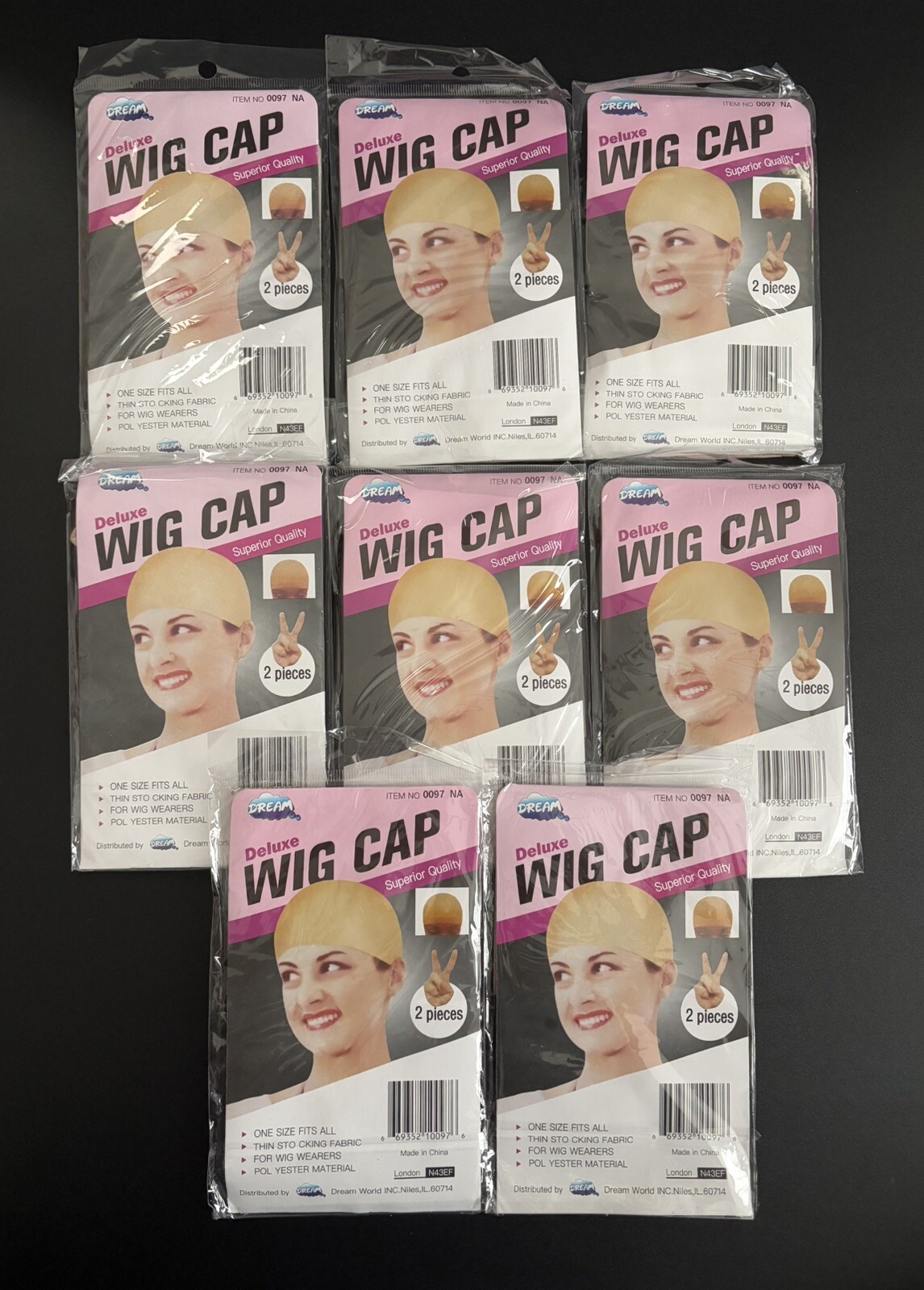 Lot Of 8 Dream Deluxe Wig Cap Nude Color Superior Quality One Size #0097NA NEW