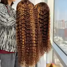 Highlight Curly Wig 13×4 Lace Front Wig Human Hair Wigs Glueless HD Deep Wave La