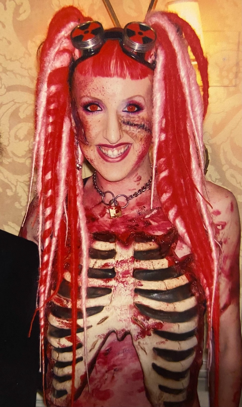Pink & Red Dread Falls swirls dreadlocks hair extensions cyber goth dreads emo