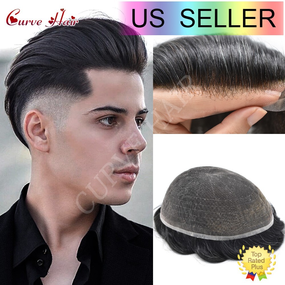 Full Lace Men Hair Systems Nautral Hairline Mens Toupee Hair Piece Men Wig Units