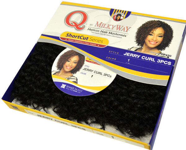 MilkyWay Que Shortcut Series Human Hair Blend Weave – JERRY CURL 3 PCS