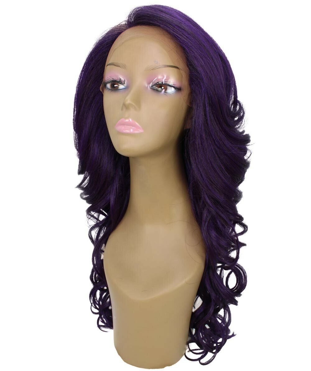 LUXLUXE Kendra Wavy 24.5″ Long 13×2.5 Hand-Tied Lace Front Wig, Violet Blend