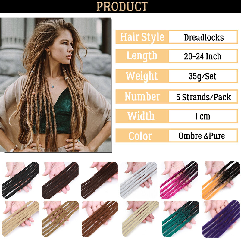 Hip-pop Wool Dreadlocks Crochet Single Ended Braided Hair Extensions Dreads Locs