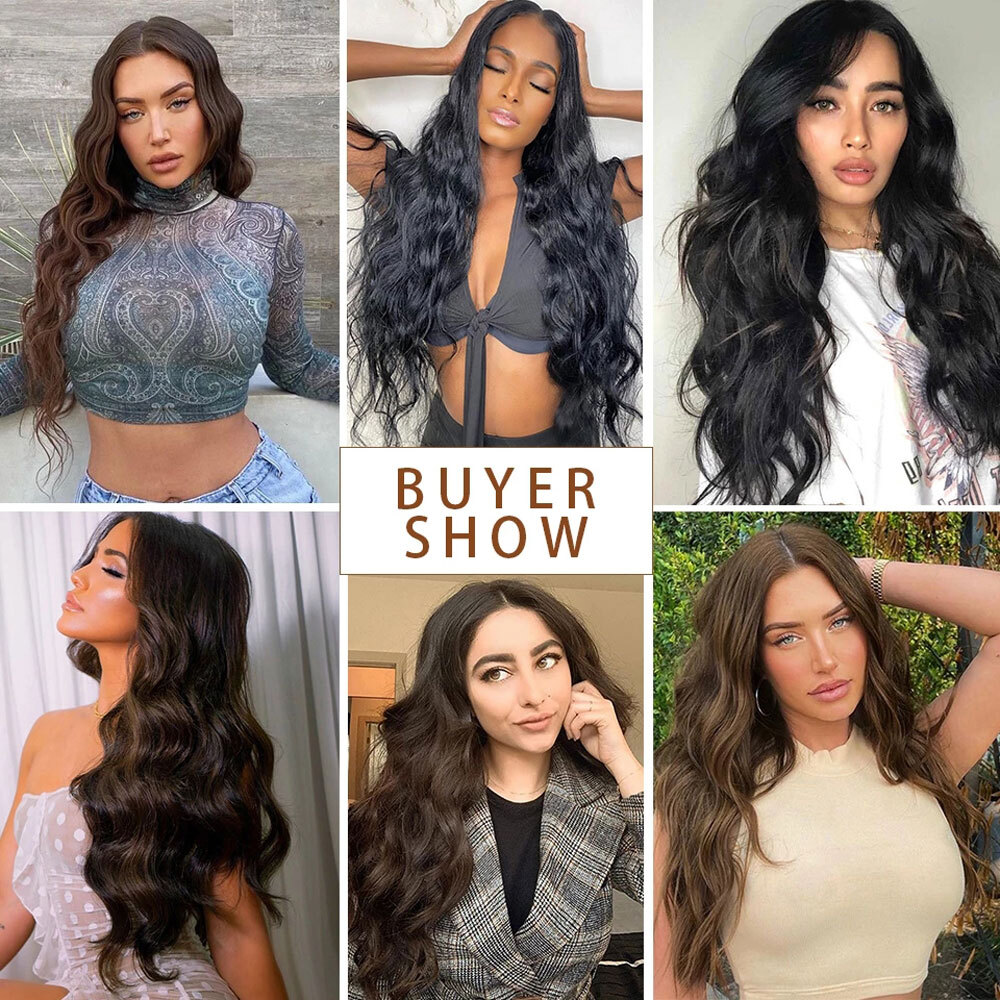Long Invisible Clip In Thick 1Pcs 5 Clips Full Head Hair Extensions Mix As Human