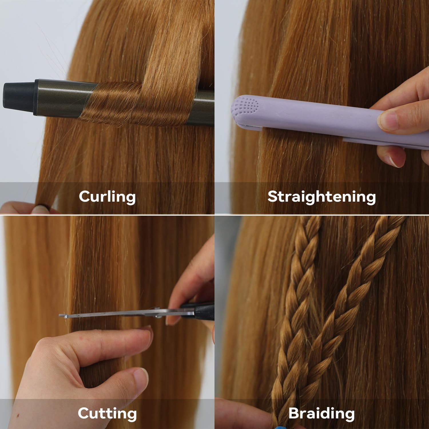 Human Hair Mannequin Head 26-28 for Cosmetology Practice with Clamp Tools