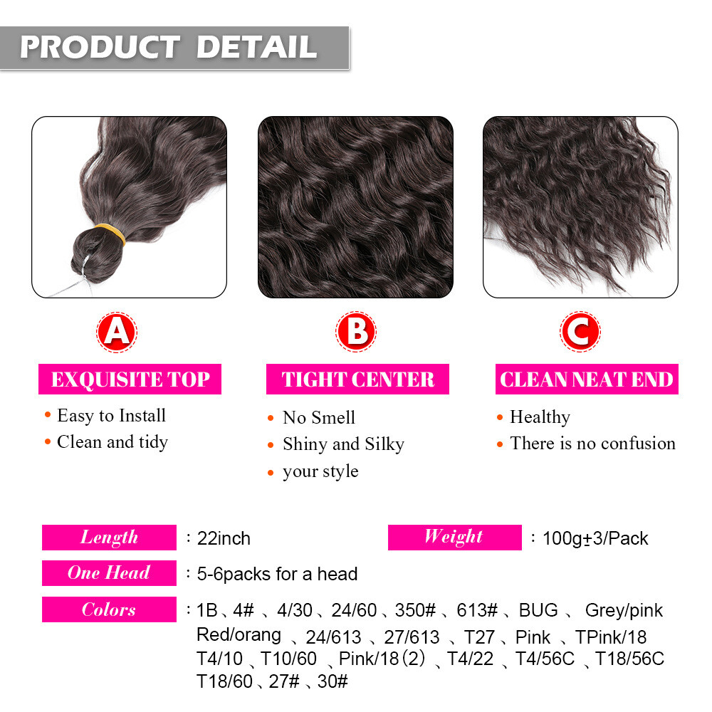 22″ Deep Wave Twist Crochet Braids Afro Curl Synthetic Braiding Hair Extensions