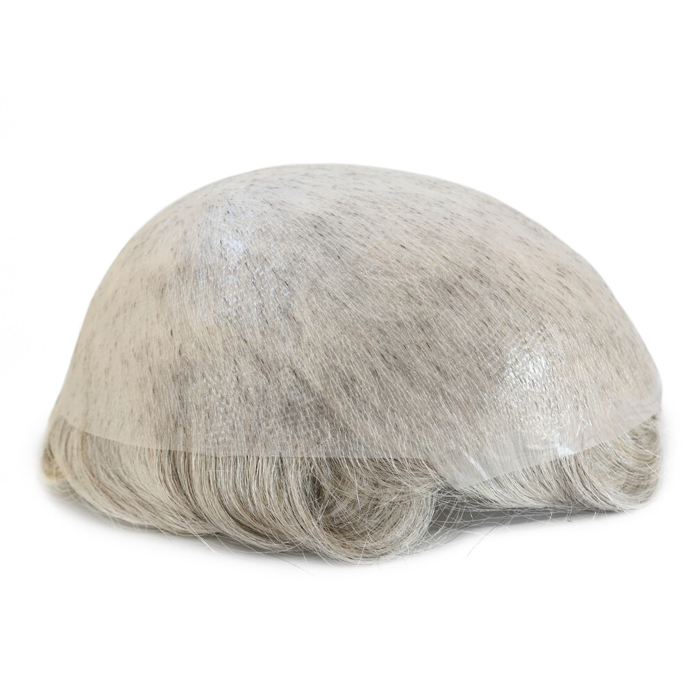 Mens Toupee Invisible 03mm Ultra Thin Skin Human Hair Replacement Hairpiece #580