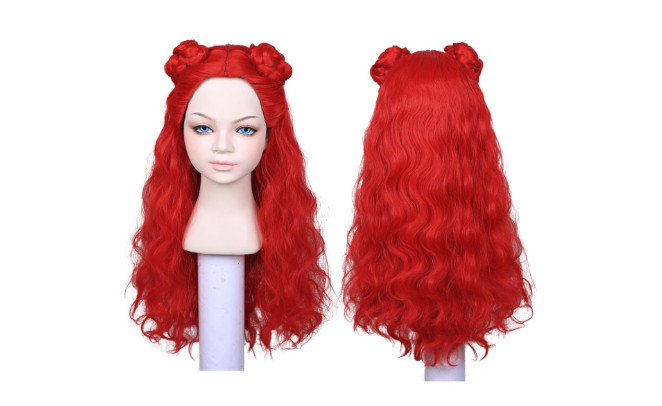 Long Cosplay Wig for Women Red Wavy High Temperature Fiber Wig Color Ground