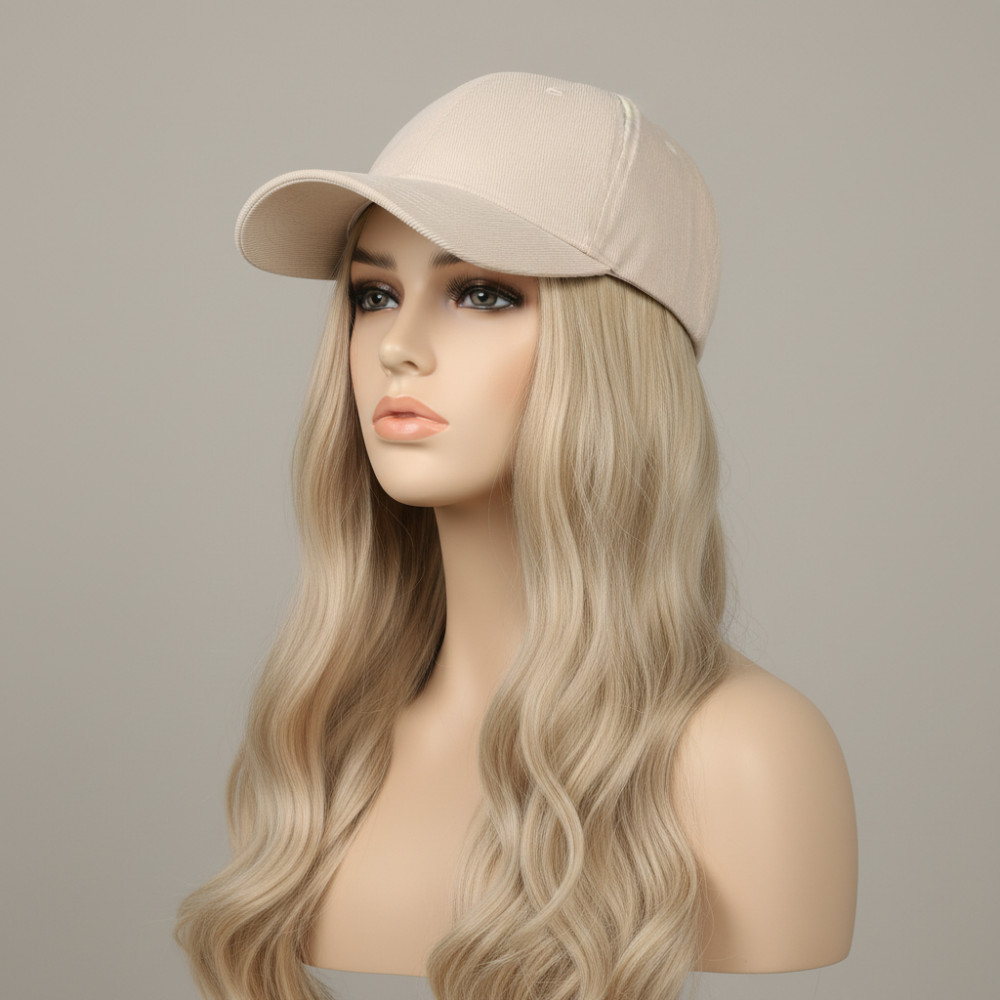 Synthetic Hair Water Wave Wig Fashionable One Piece Long Length Baseball Hat