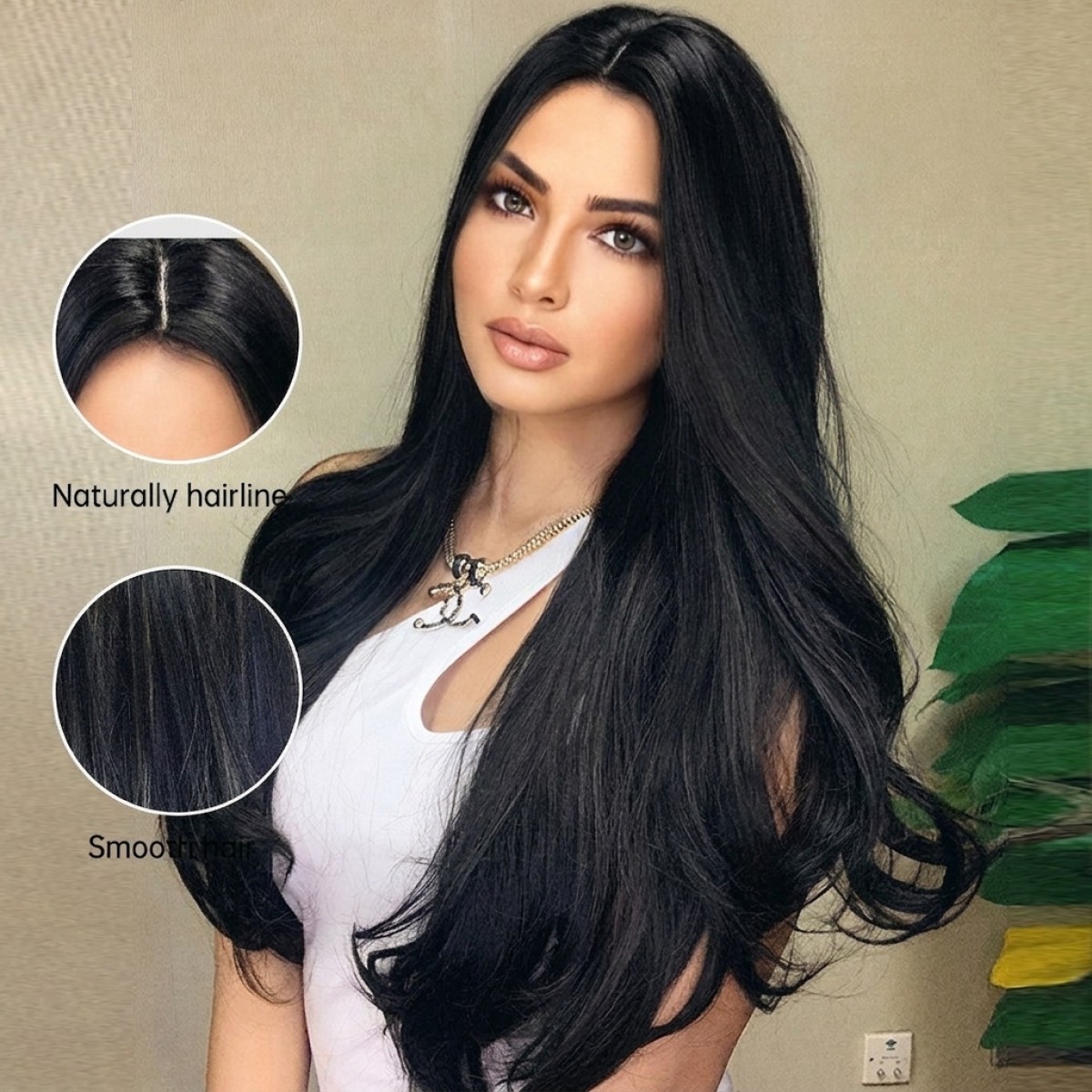 Synthetic Hair Heat Resistant Off black Cosplay Party Wig Women Soft Long Wavy
