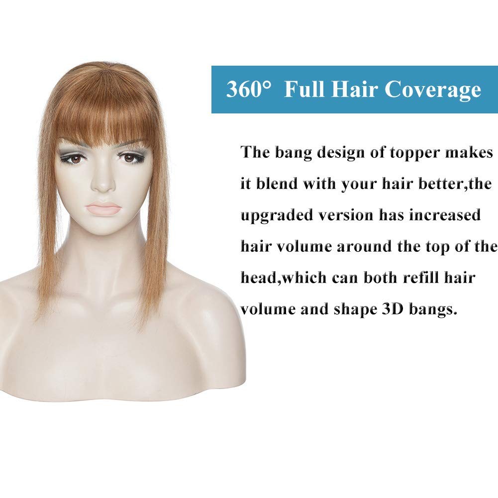 My-Lady Human Hair Topper Bangs For Women – 3.3X3.3 Silk Base 14 Inch Light