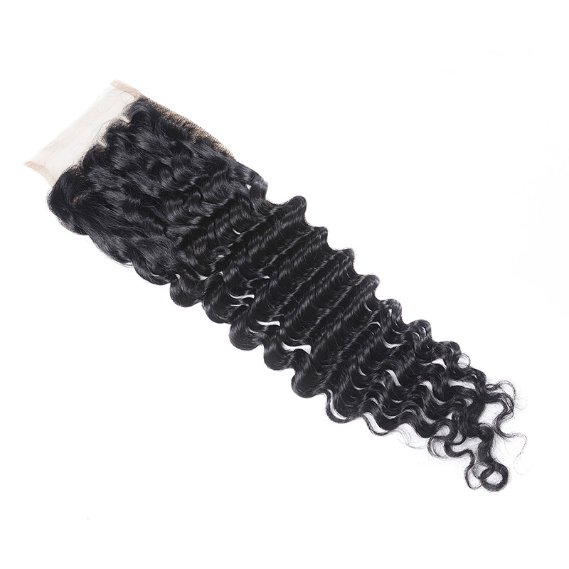 Brazilian 100% Virgin Human Hair Lace Closure Deep Wave 4X4 Free Part