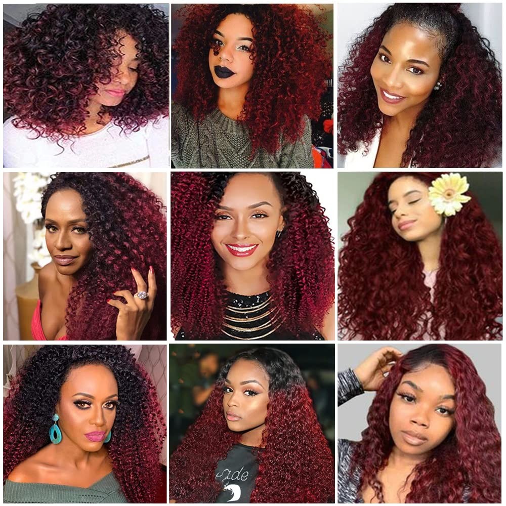 Nuailisex Burgundy Human Hair 1B99J Bundles Human Hair Ombre Kinky Curly