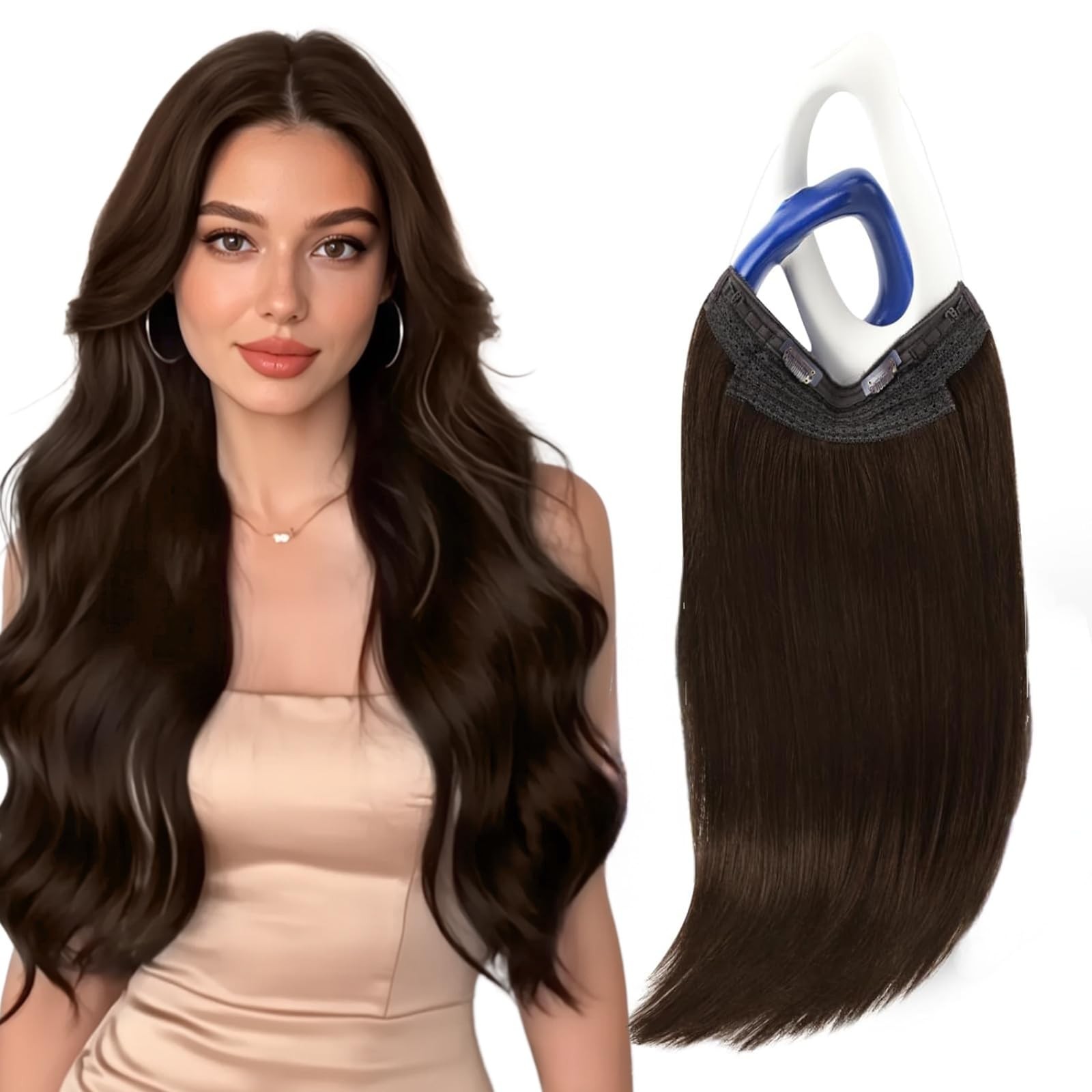 Wire Hair Extensions Real Human Hair Softness 16 Inch 85G Color 4 Chocolate B…