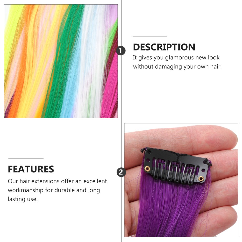 18Pcs Durable One-Piece Straight Hair Pieces Assorted Colors Reusable Hair Clips