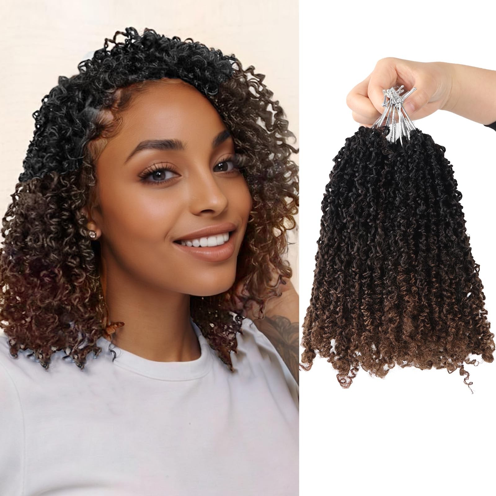 Yanky Twist Crochet Hair Micro Spring Twist Braids 9 Packs – Brown, 1B/4/30