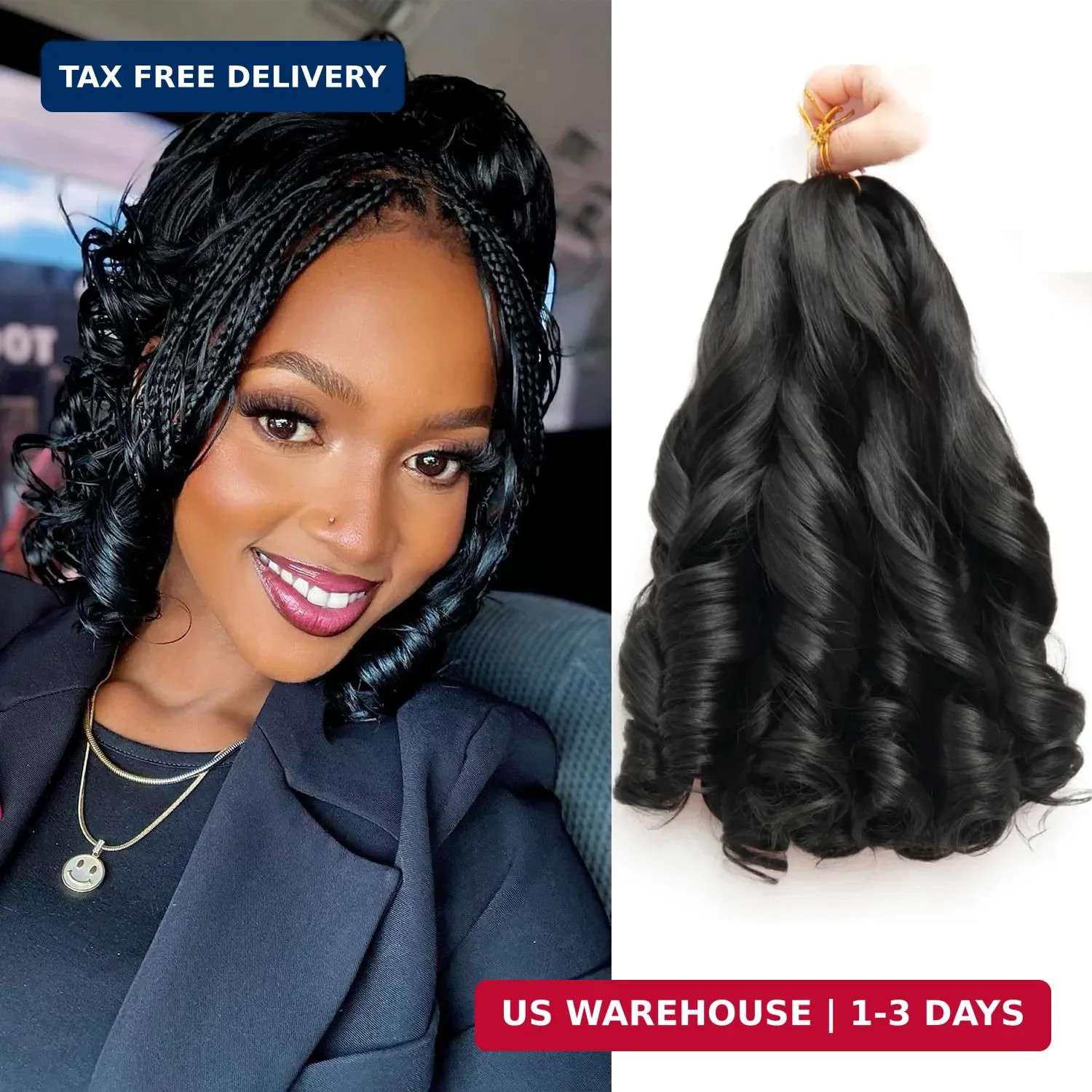 French Curl Braiding Hair, 1B, 12 Inch, 8 Packs | French Curl Crochet Braids, Cu
