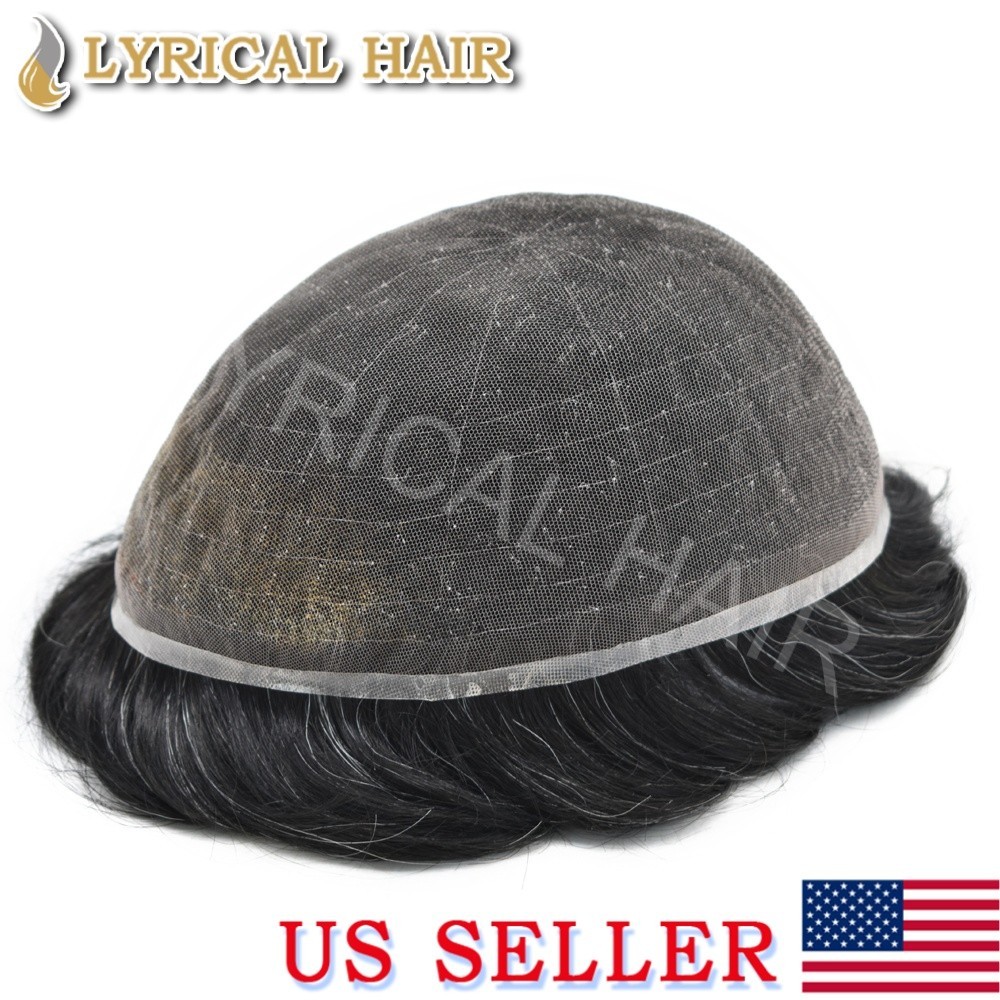 Lyrical Hair Full French Lace Hair System Human Hair Natural Mens Toupee Hairpie