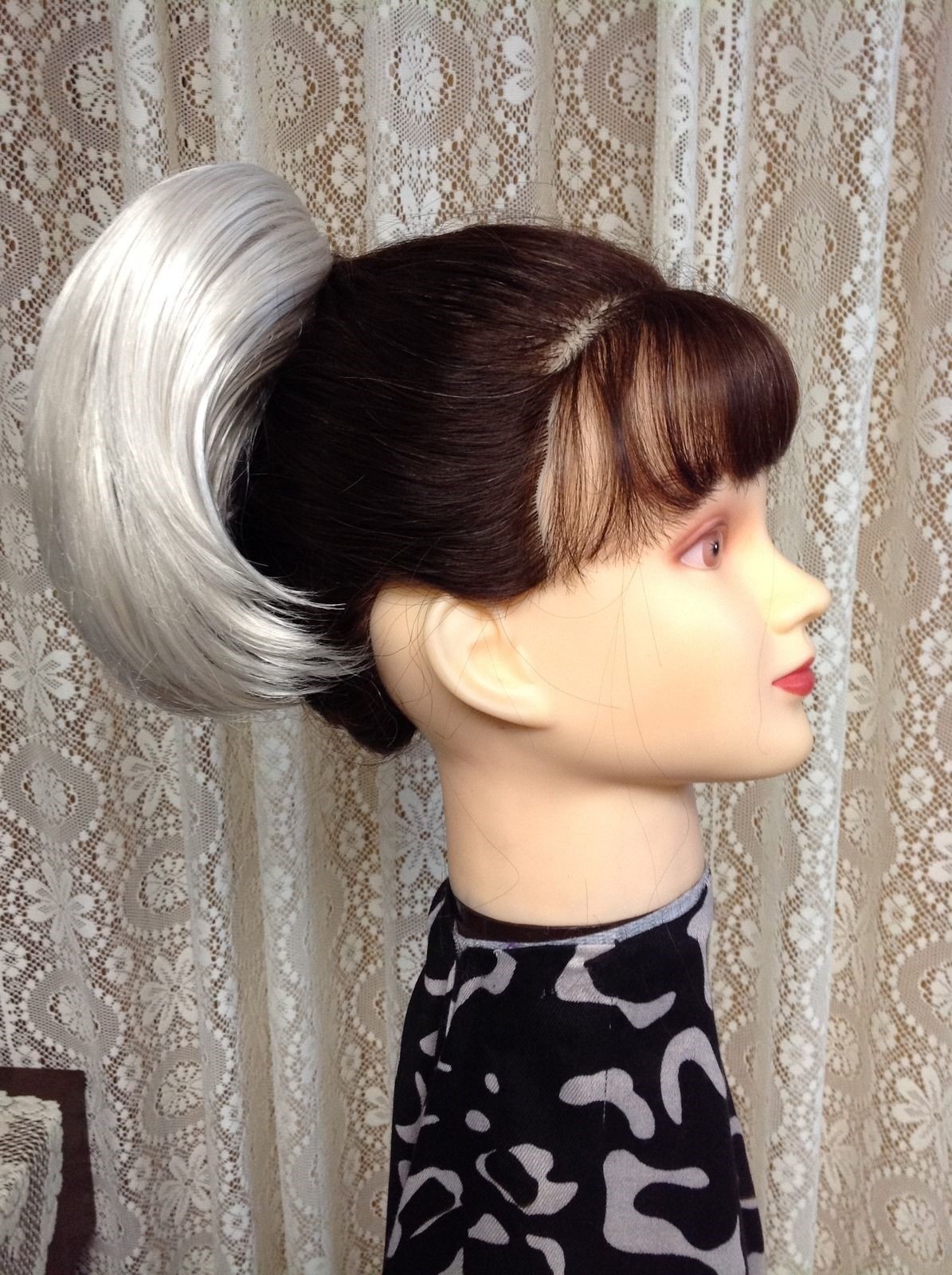 DIAMOND DM40 Short STRAIGHT Clip 0n hairpiece l LT BROWN / GREY 38 OR BLACK 1