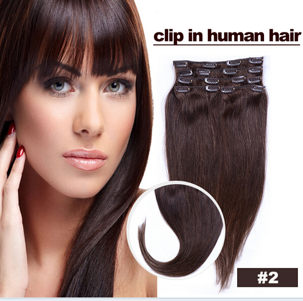 Any Color Clip In 100% Real Remy Human Hair Extensions Weft Full Head Natural