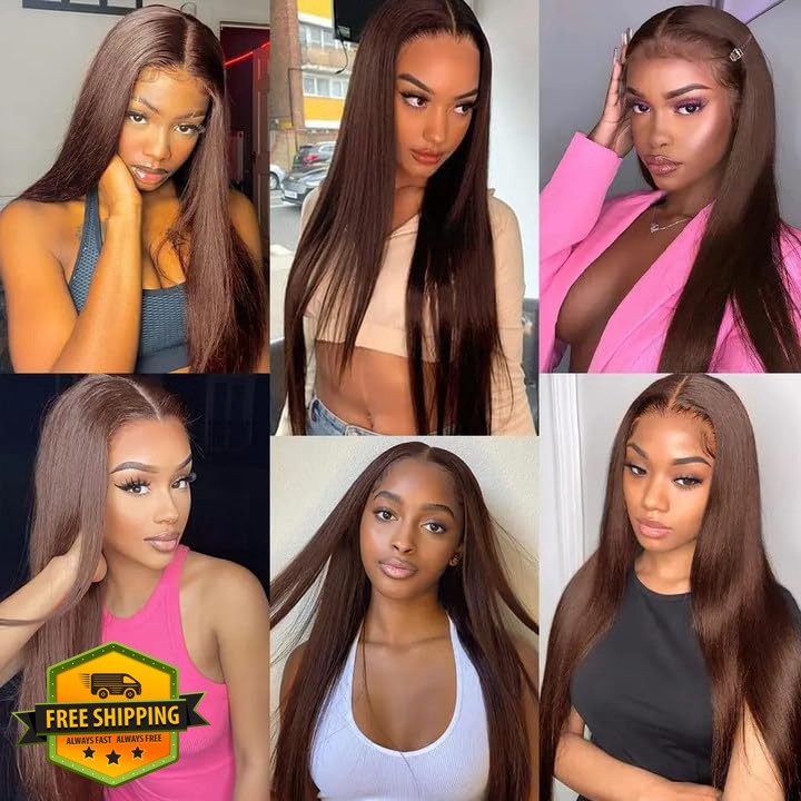 HeumHrn #4 Chocolate Straight Bundles 24 26 28 Inch Human Hair