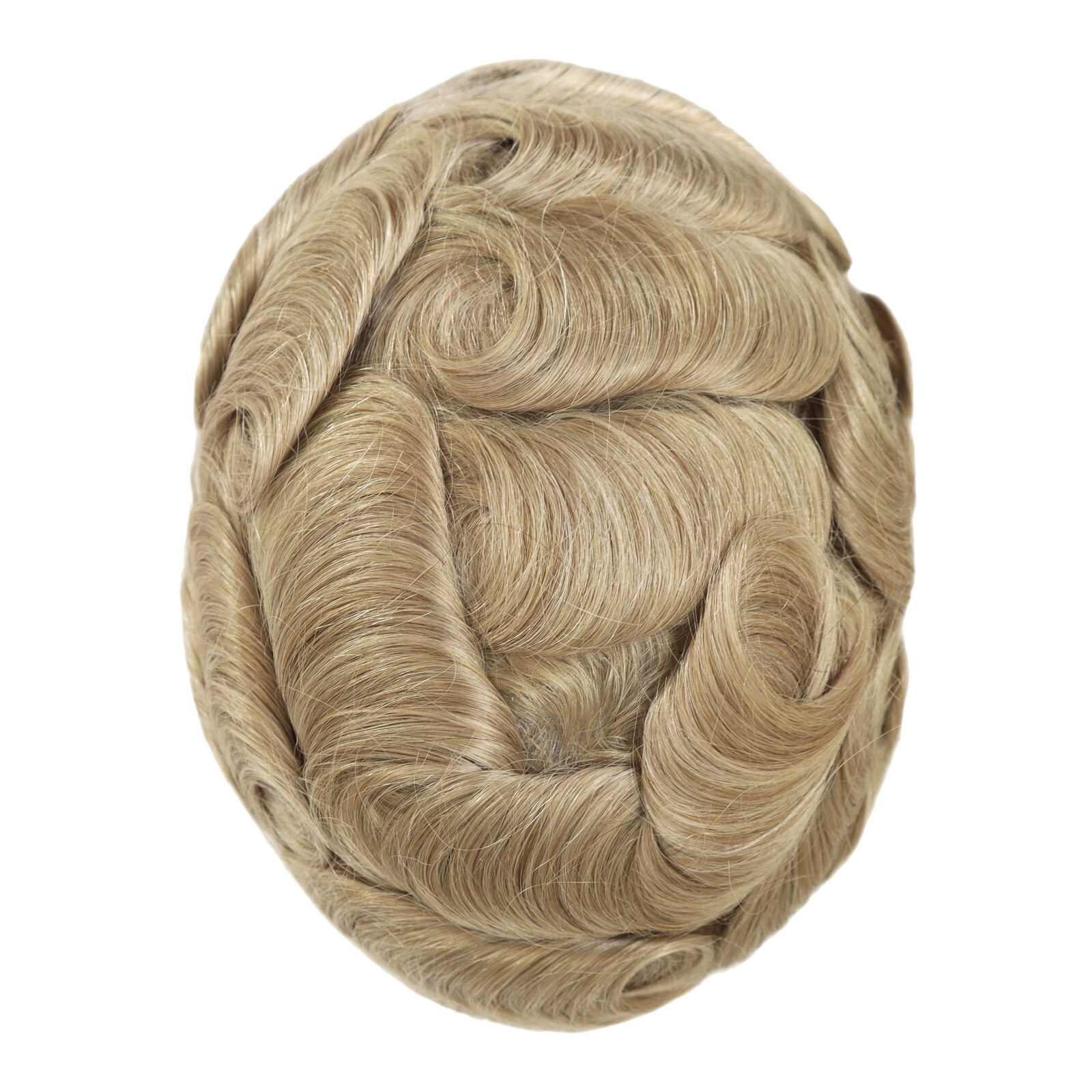 Natural Mens Toupee 0.08mm Thin Skin Human Hair Replacement System Hairpiece#22R