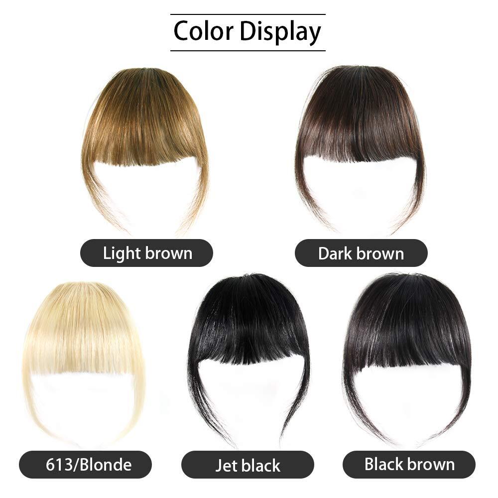Clip In Human Hair Bang Wispy Air Bangs Front Fringe Clip in Hair Extensions US