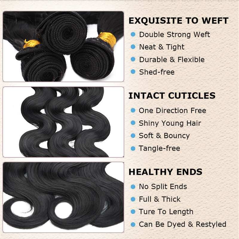 Brazilian Body Wave 100% Soft Hair Piece 3 Bundles 300g As Human Hair Extensions