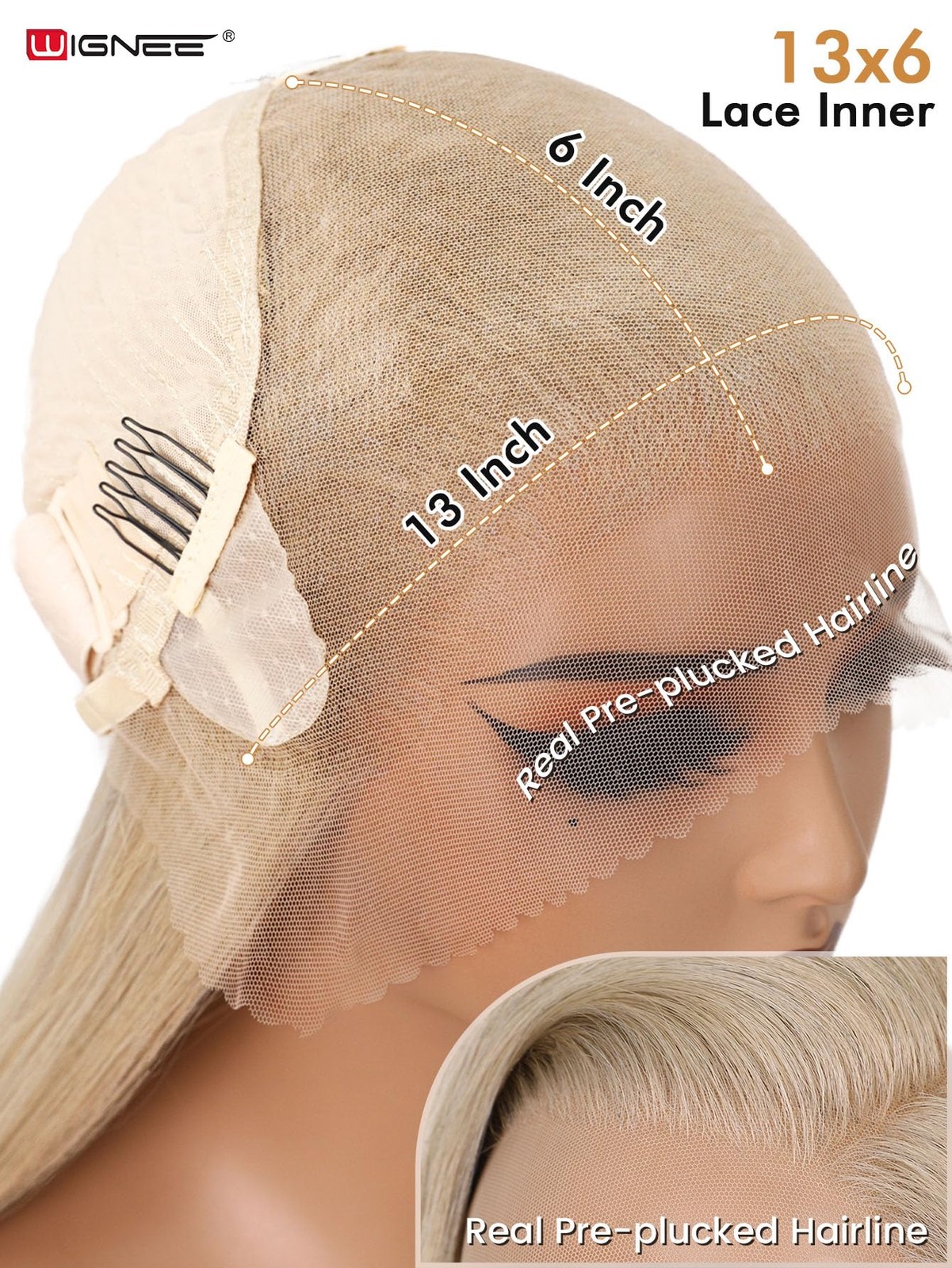 Wignee 13X6 Synthetic Lace Front Wig 28 Ash Blonde Wig Pre-Plucked Handmade