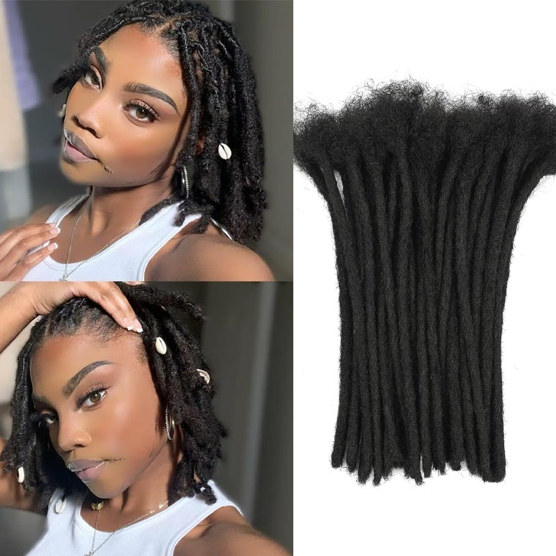 Luckroce 0.8Cm Width 8Inch 40 Strands 100 Human Hair Dreadlock Extensions For