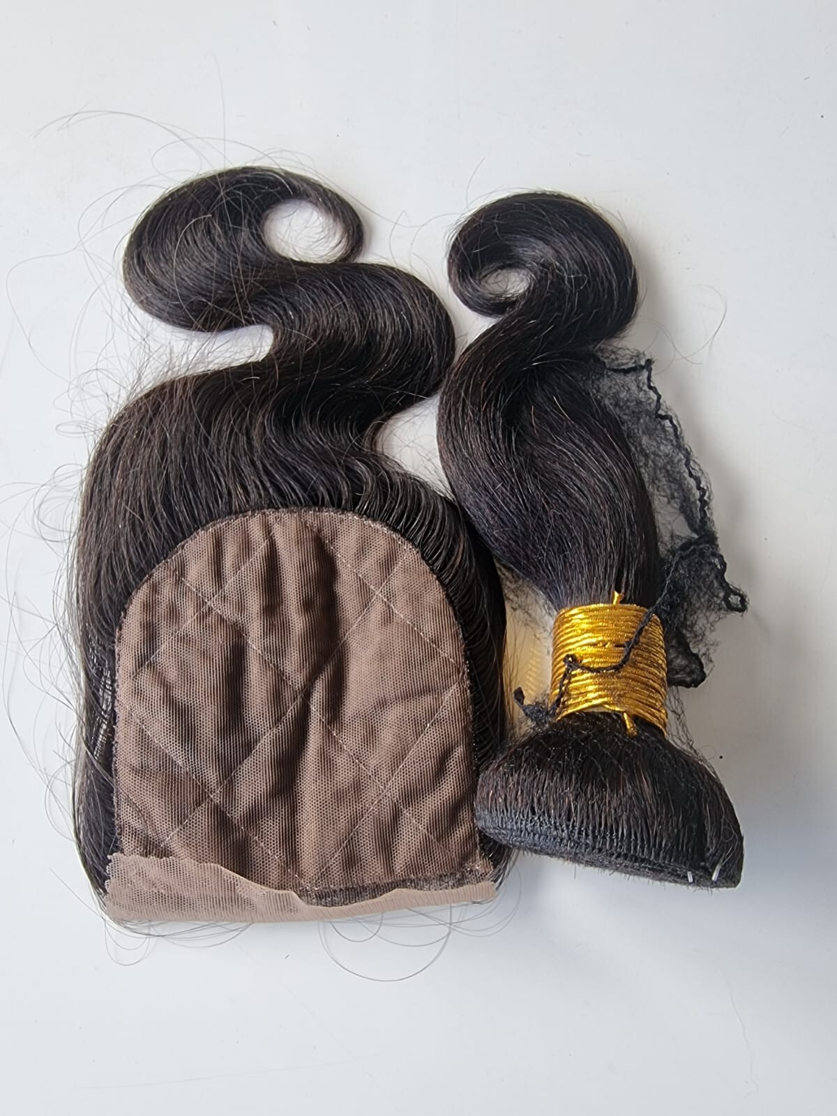 12INCH&12INCH 4X4 SILK BASE CLOSURE PERUVIAN HUMAN HAIR 1B# COLOR BODY WAVE 150g