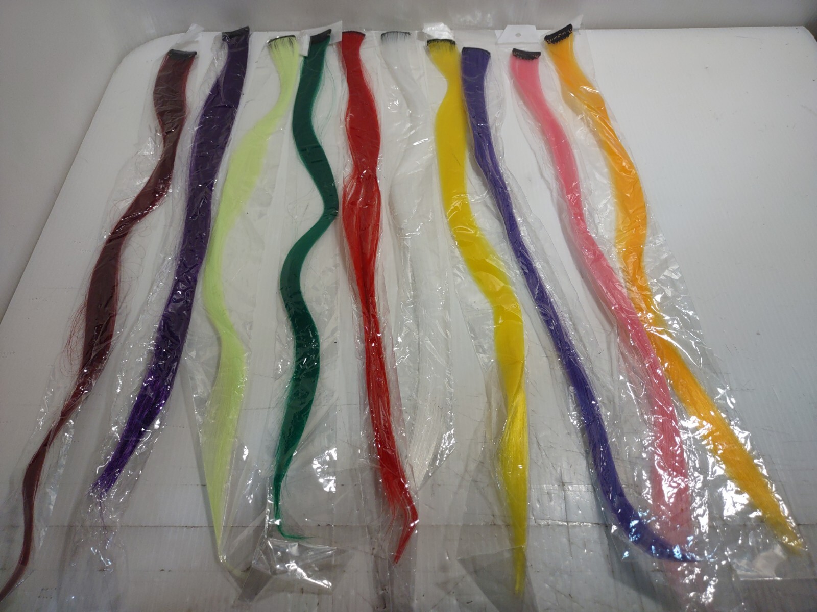 Synthetic Color Hair 10pc. Piece Extension Clip 21″ Highlight Rainbow Streak