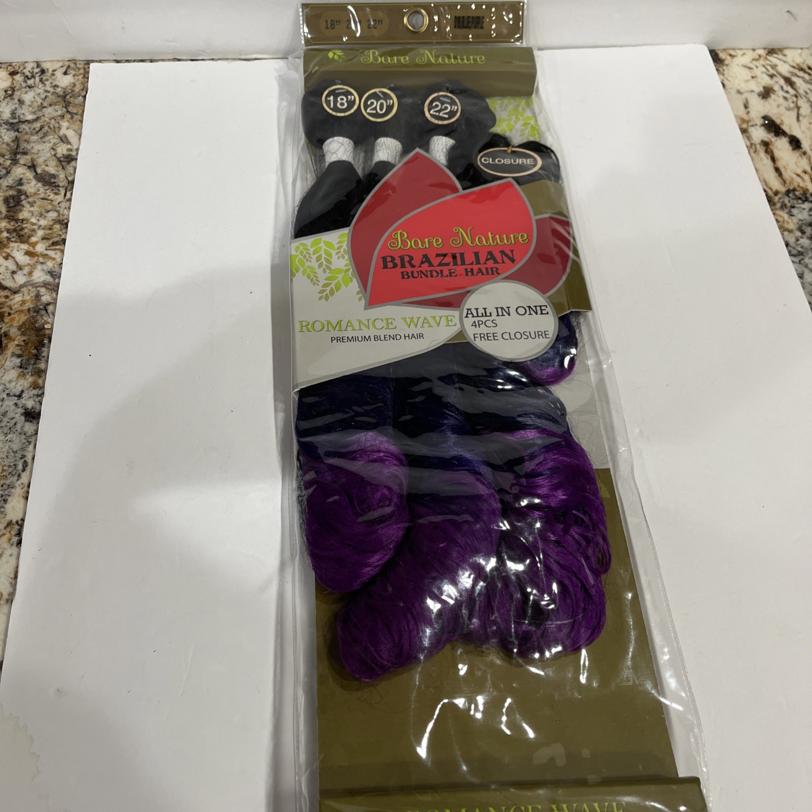 New York Queen Bare Nature Brazillian Bundle Hair Romance Wave Blue&Purple 4 PCS