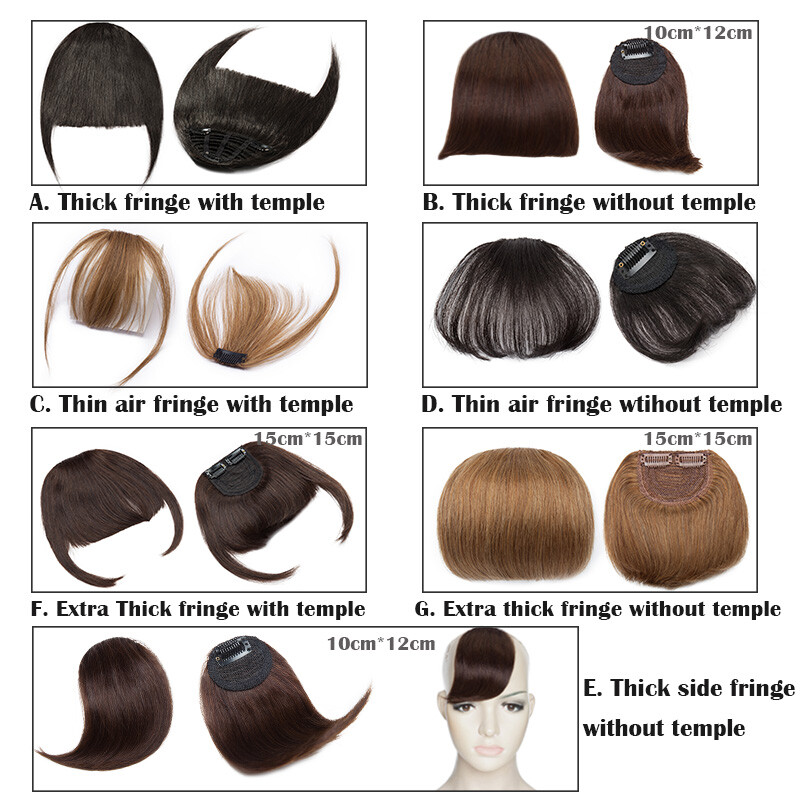 Thick Fringe Bangs 100% Remy Human Hair Extensions Clip In Hairpiece Topper Thin