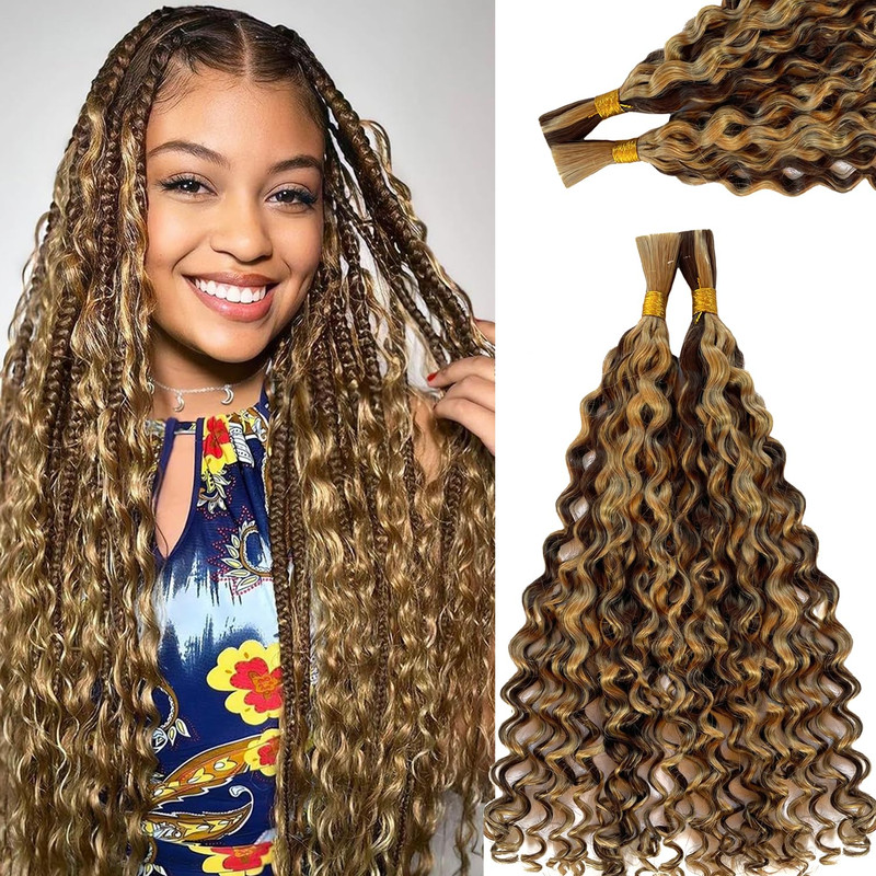 Ubetta Human Braiding Hair Deep Water Wave Bulk Human Hair 4/27 Wet And Wavy