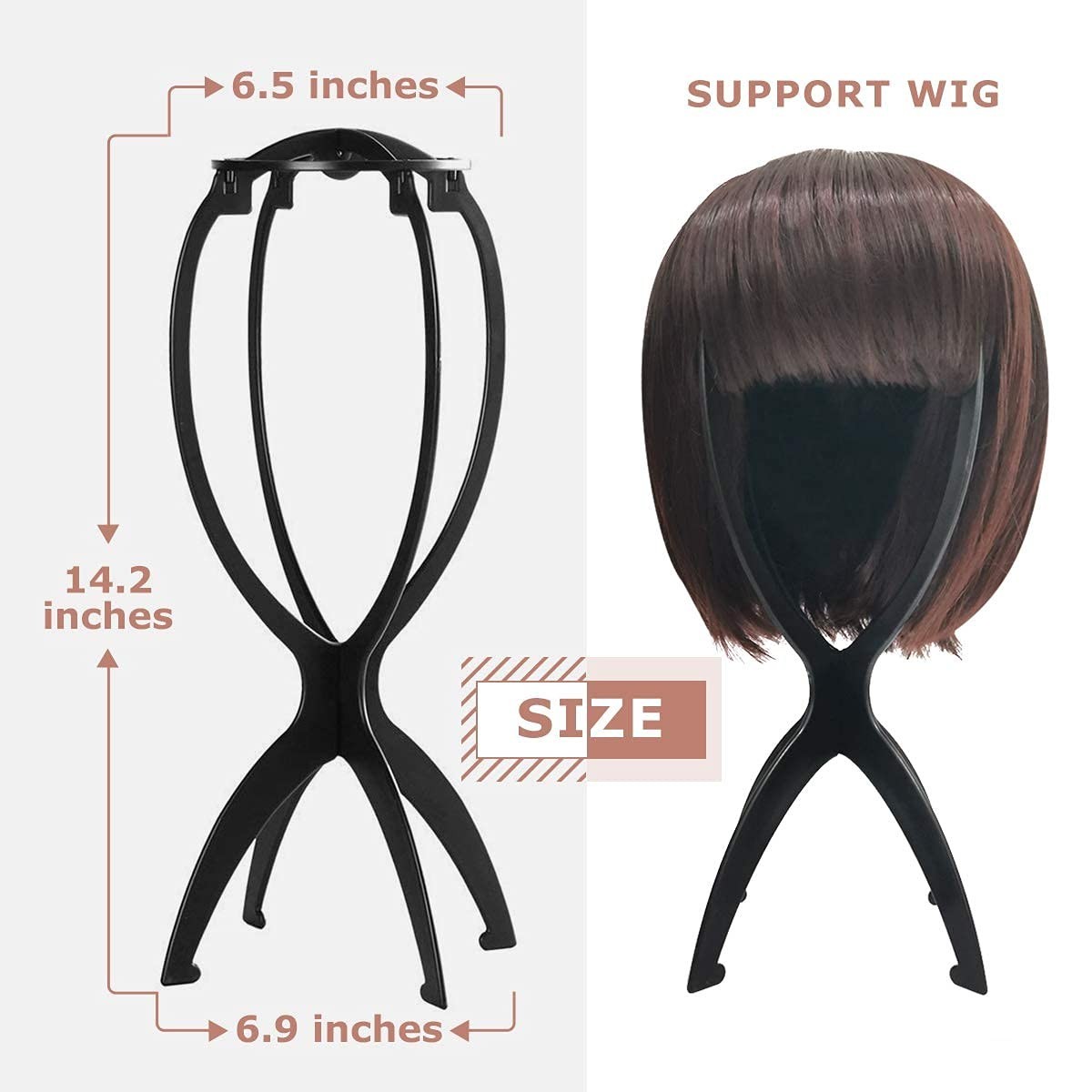 Travel-Ready Wig Head Stand Set – 14.2 Inch Durable Collapsible Design (2 Pack)