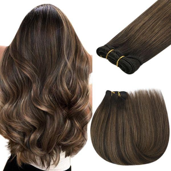 Sunny Hair WEFT 12in Balayage Brown Highlights Hair Extensions HW_2-2-6_12_70G4