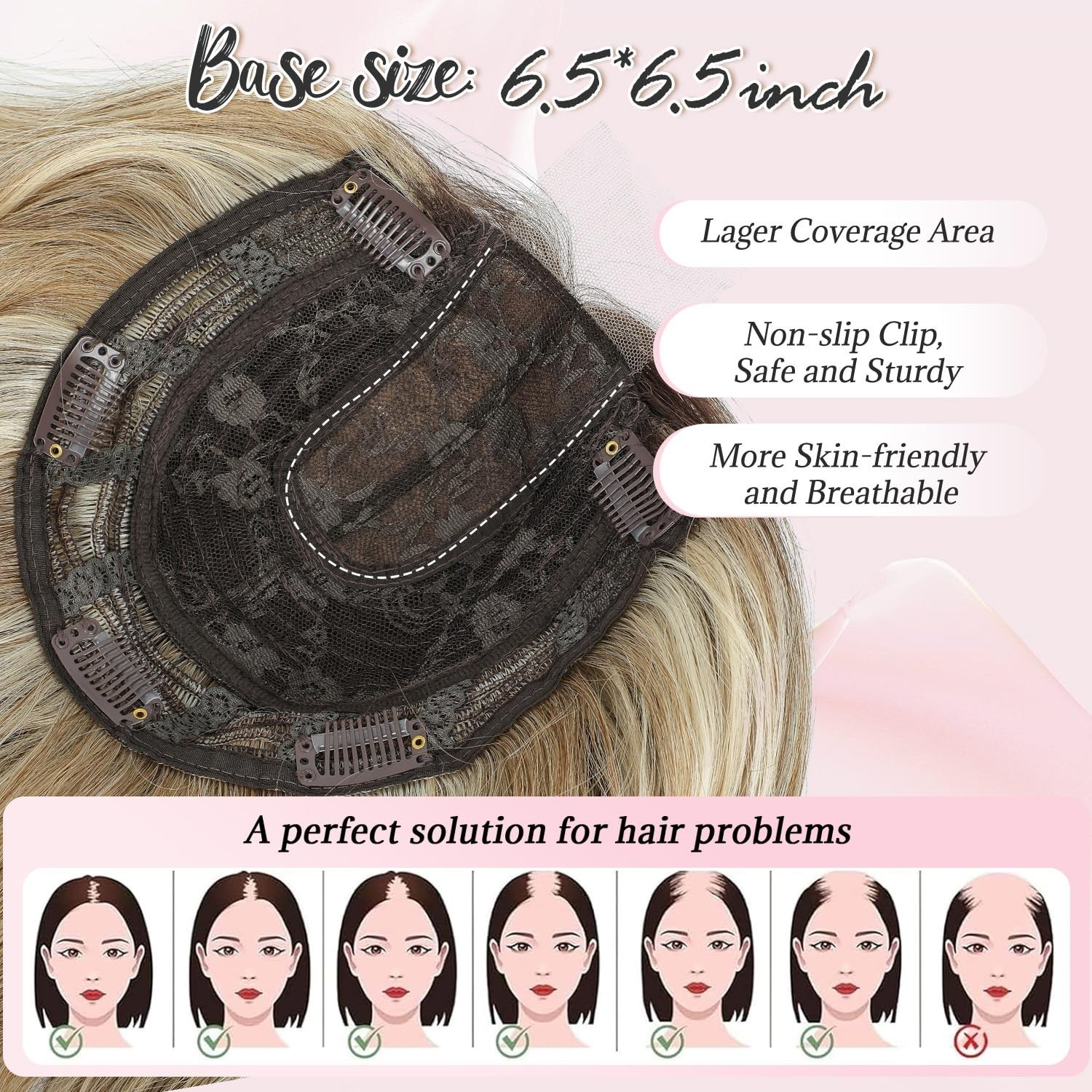 Ash Brown with Highlight Short Wavy 10in Women Premium Hair Topper