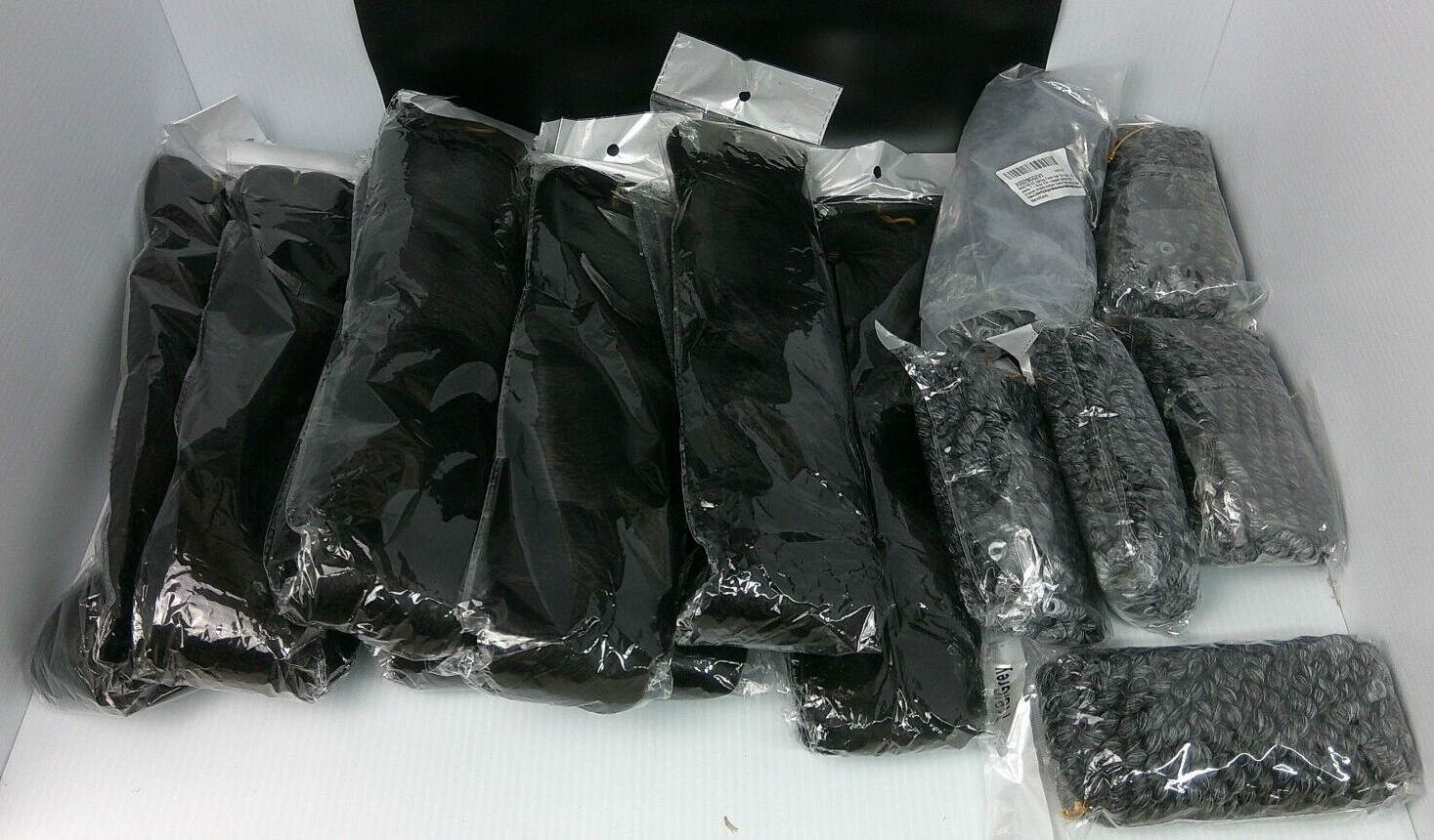 NEW Mixed Lot Synthetic Hair 28″ Straight Black & 12″ Curly Gray