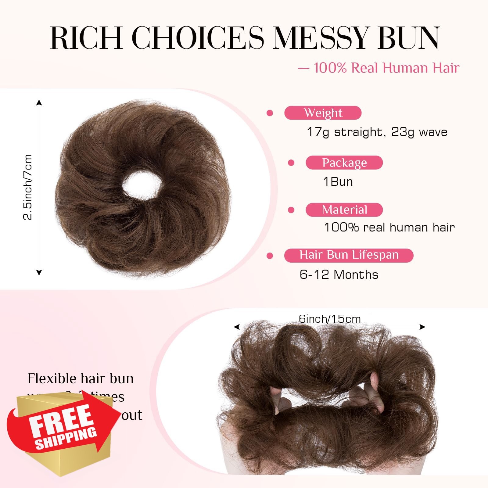 Rich Choices #4 Brown Remy Messy Bun Hair Piece