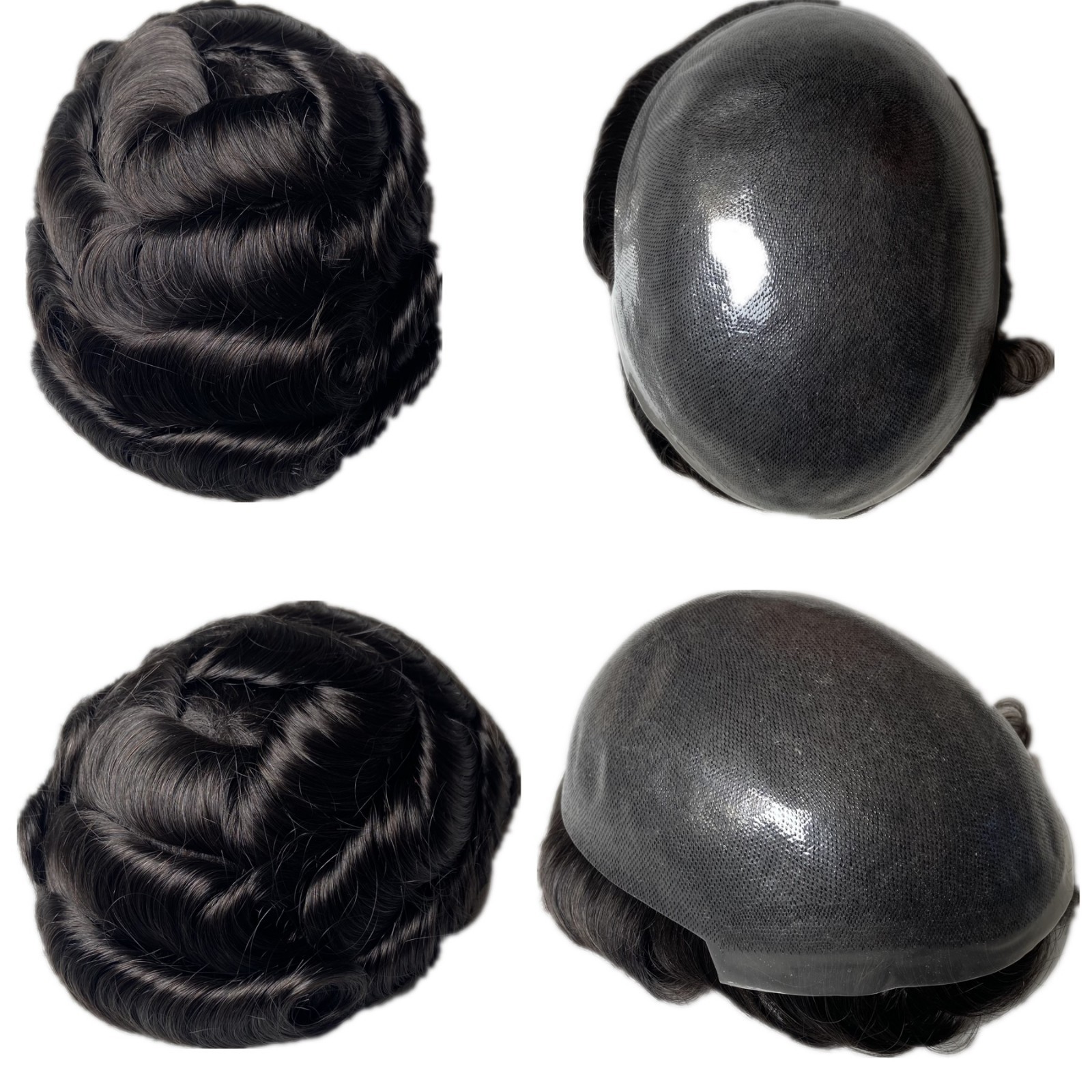 Hair Replacement System Toupee for Men 0.08mm Thin Skin 8×10 Human Hairpiece #1B