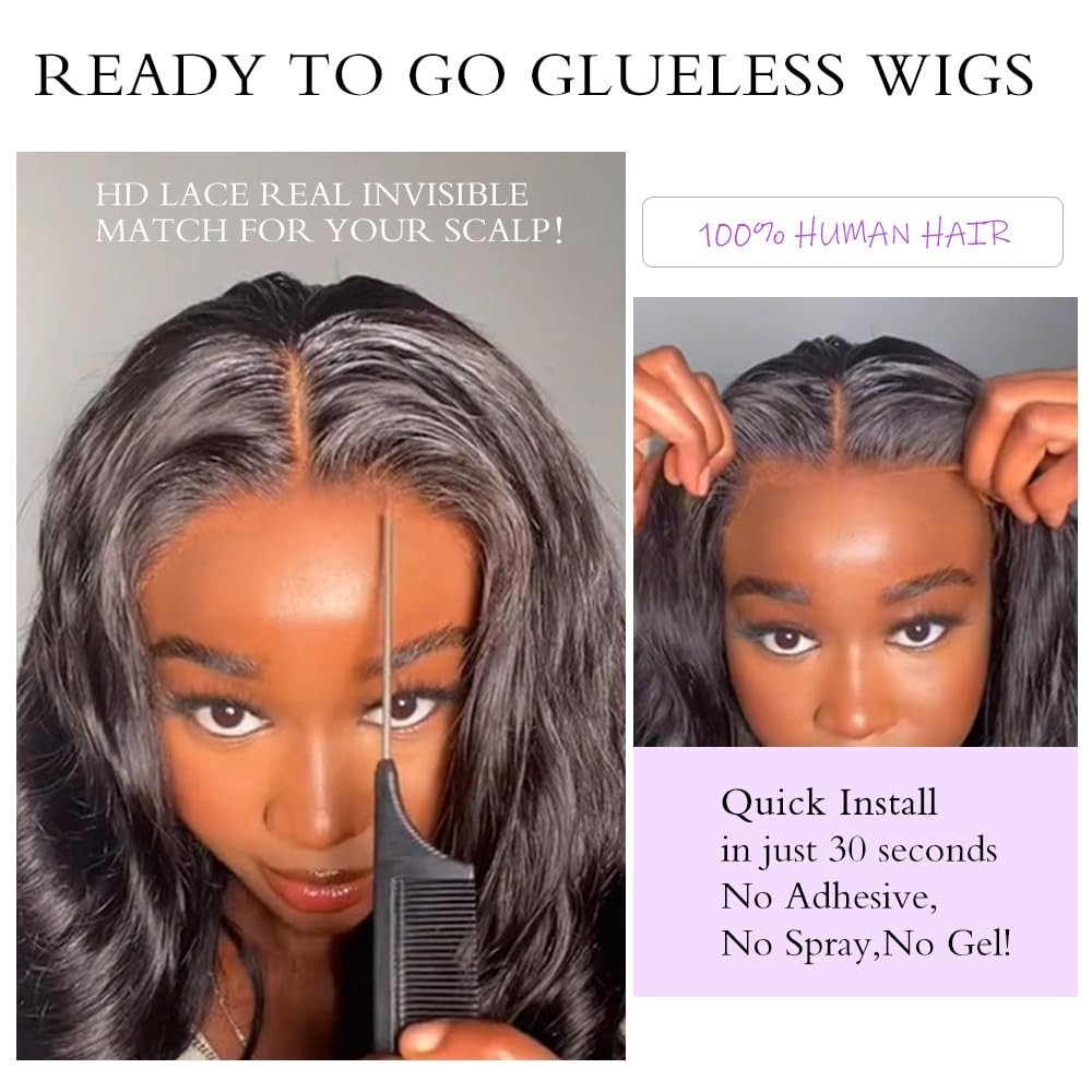 26″ Body Wave Glueless Wig – 250% Density, HD Lace Front, Pre-Plucked, Natural C