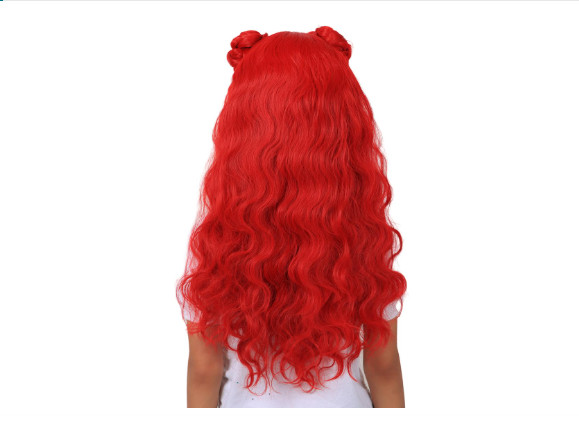 Long Cosplay Wig for Women Red Wavy High Temperature Fiber Wig Color Ground