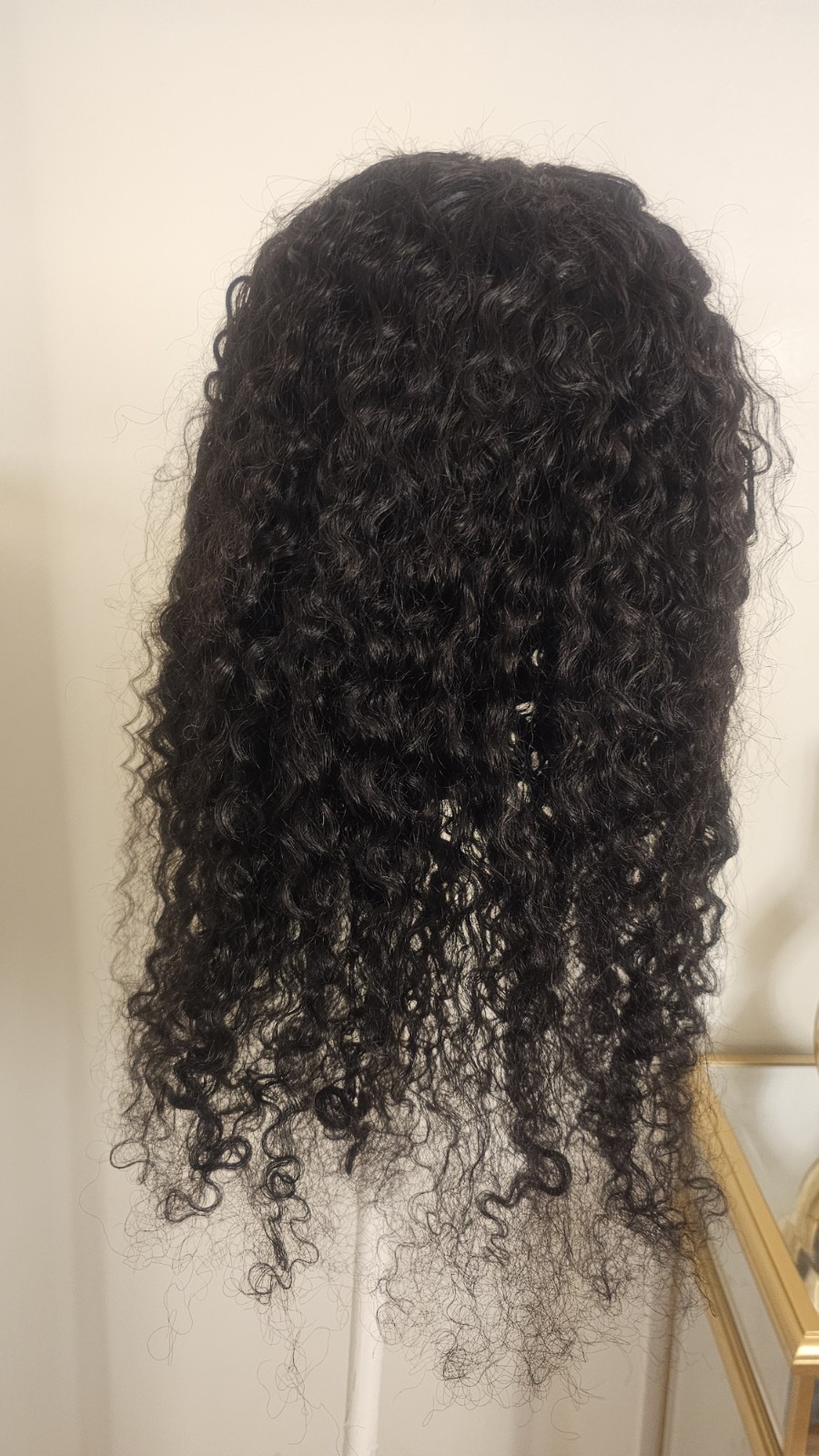 High Quality 26″ black #1B waterwave 100% Virgin Human Hair Lace front Wig. 4×4