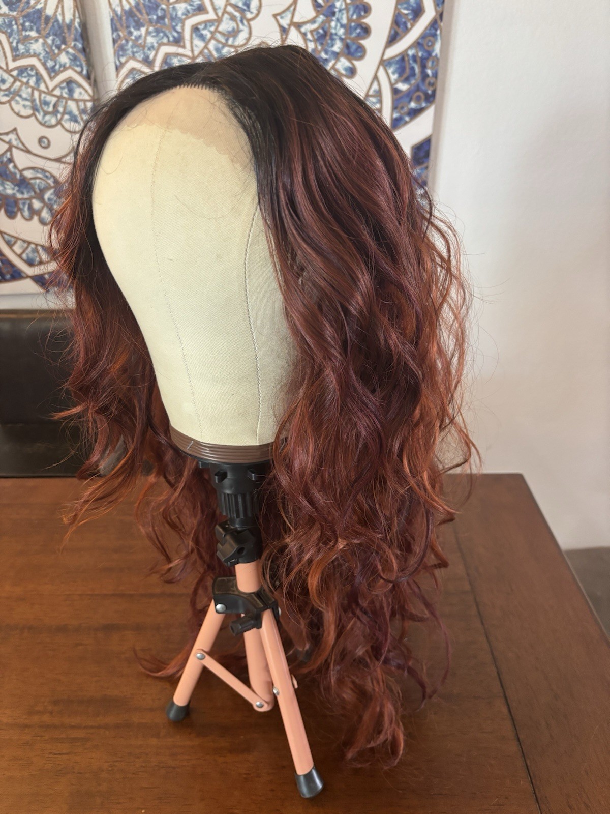 Lace Front T Part Rebel Gypsy Synthetic Wig Root Red Brown Mix Heat safe 26-28in